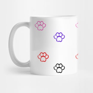 colored dog paw sticker pack design Mug